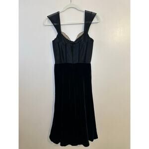 Vintage Y2K Badgley Mischka Black Velvet Corset Whimsigoth Beaded Dress Size 4